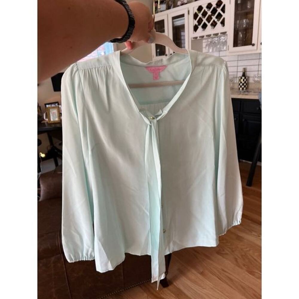 Lilly Pulitzer White Silk Long Sleeve Blouse Top size small